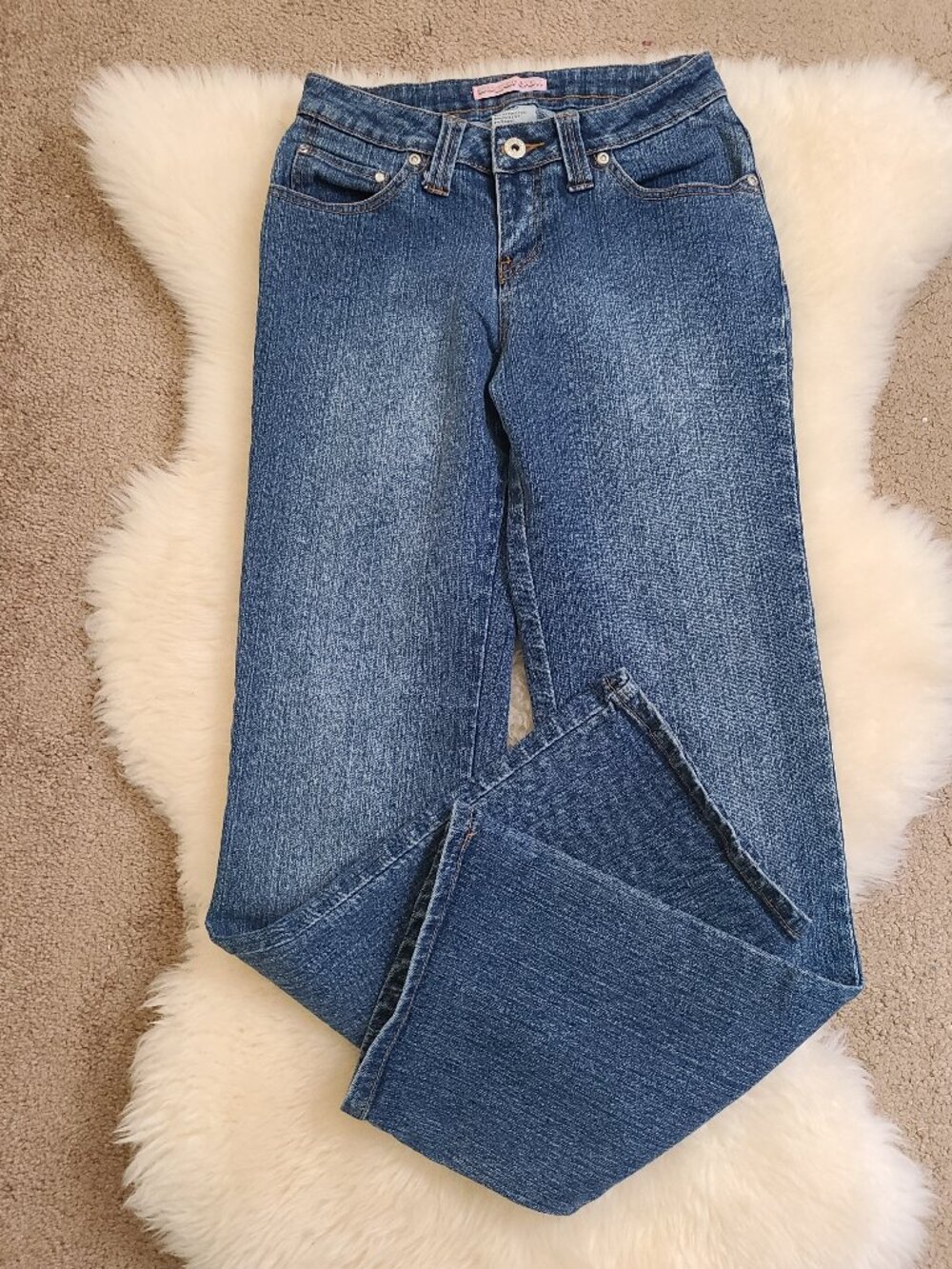 Y2K Baby Doll Straight Leg Medium Wash  Low Rise Jeans - Sz 5